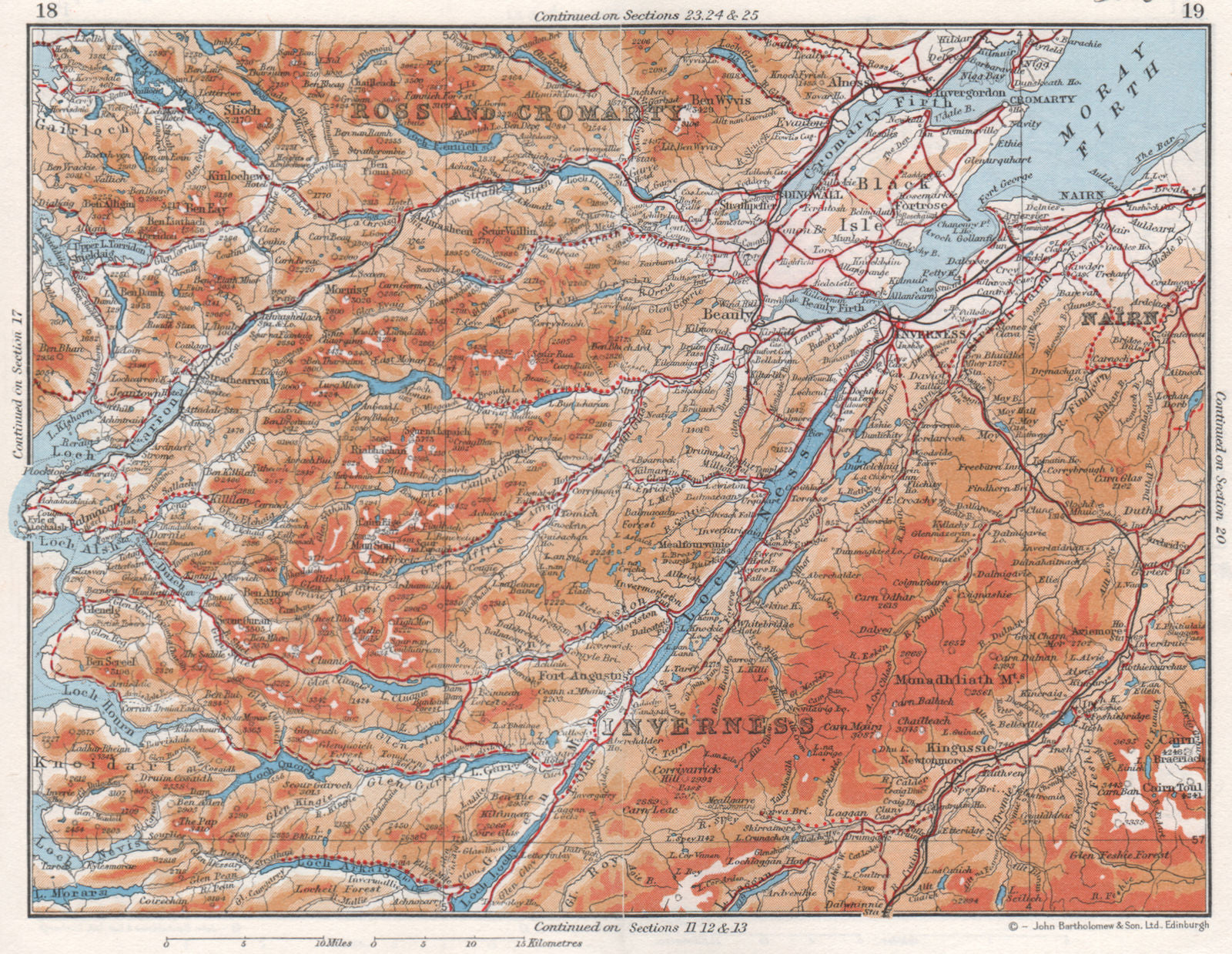 SCOTTISH HIGHLANDS.Ross & Cromarty Inverness-shire Moray Firth.Scotland 1967 map